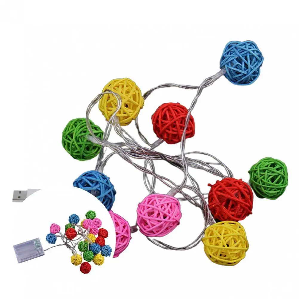 

Lovely Rattan Globe String Light Wide Application Romantic Rattan Ball String Light Rattan Globe String Light