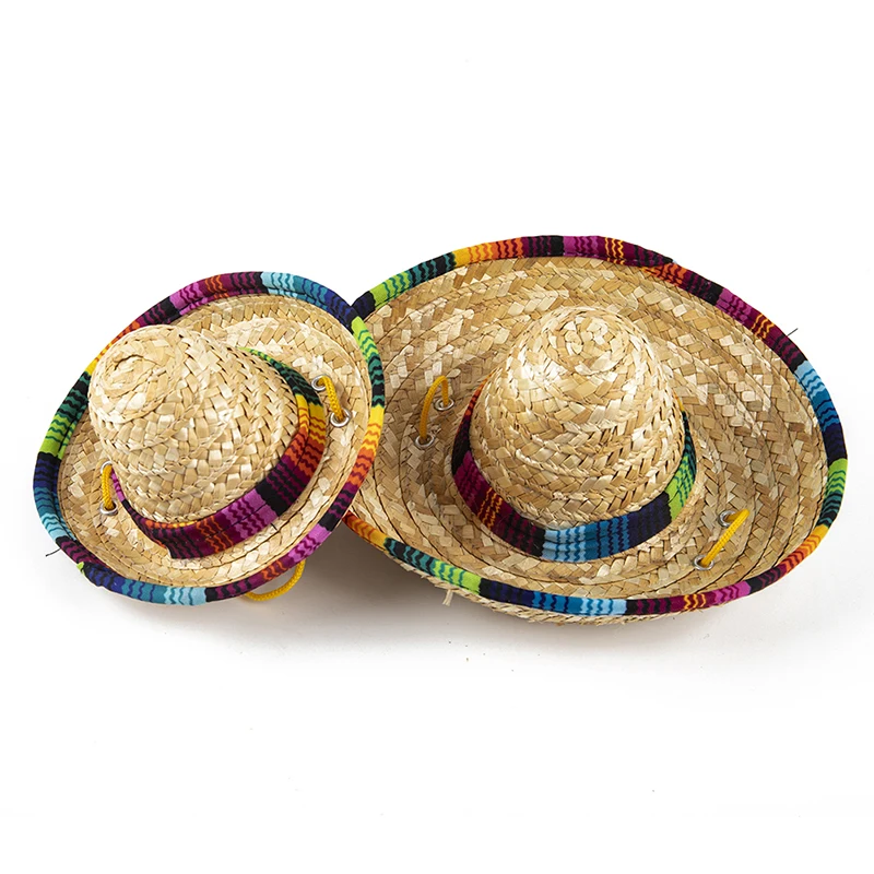 Модная Плетеная соломенная шляпа для домашних животных от солнца кошек сомбреро