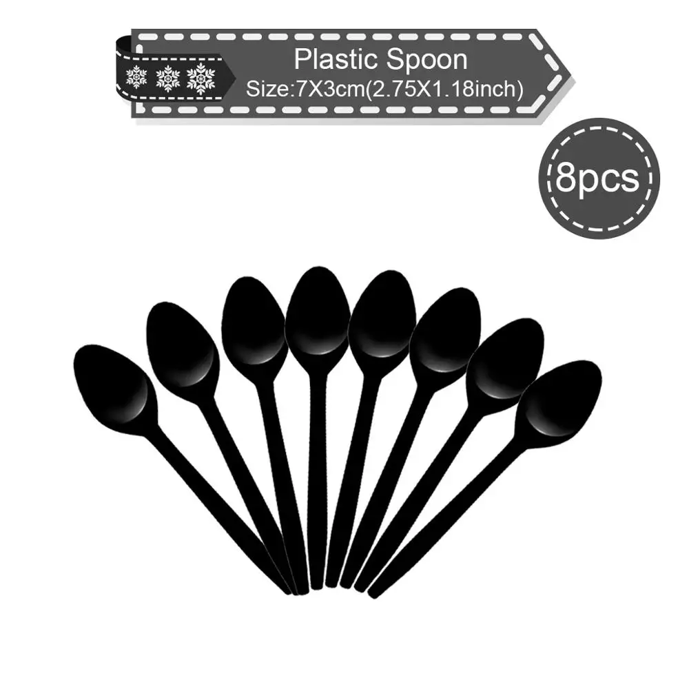 Black Plastic Spoon Новогодняя фоторамка из фольги с воздушным шаром рождественские украшения для дома рождественские украшения Noel Navidad рождественские украшения - Цвет: Black Plastic Spoon