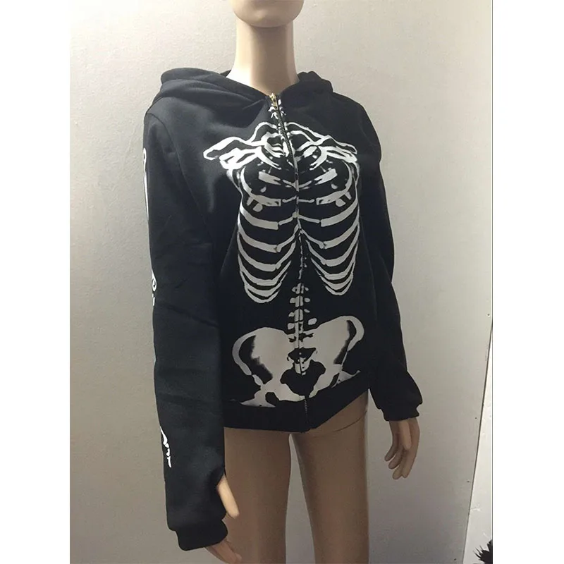 Большие размеры женская черная Готическая панк Толстовка с капюшоном принт