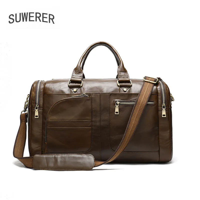 

Мужская Дорожная сумка SUWERER из натуральной кожи, вместительная сумочка из натуральной воловьей кожи, деловой дорожный чемоданчик