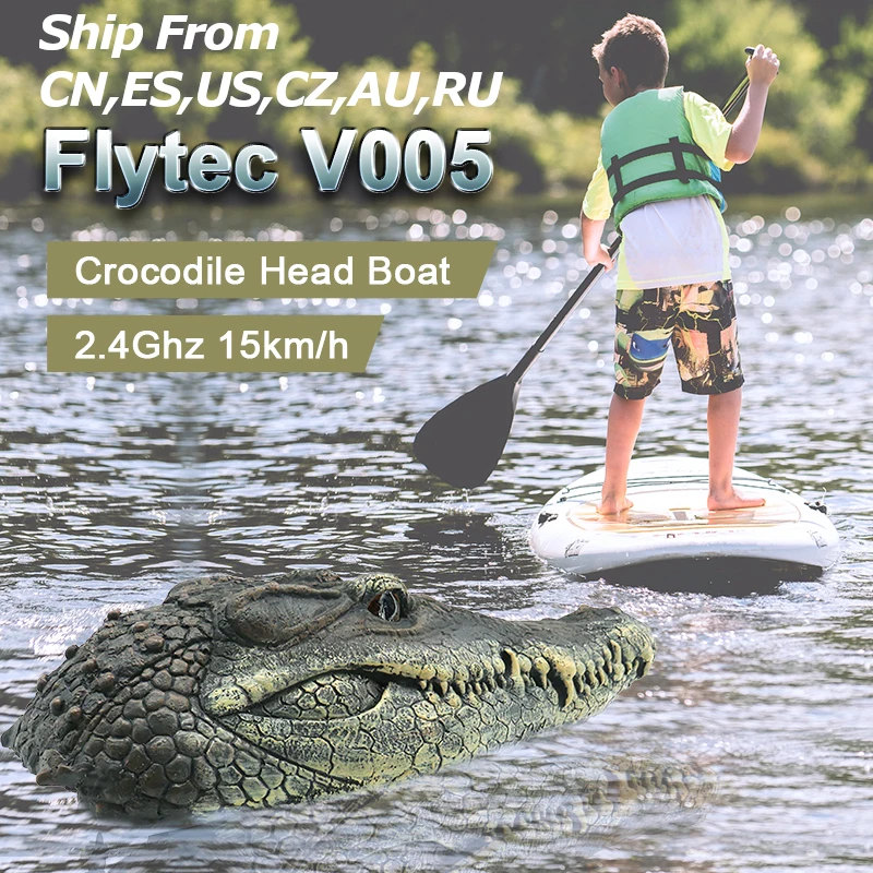 Flytec V005 4CH 2 4G радиоуправляемая лодка интересная Имитация крокодиловой головы