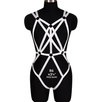 women full body harness lingerie belt set bondage leg garter belt adjust sexy fetish pole dance goth rave wear cage harness bra