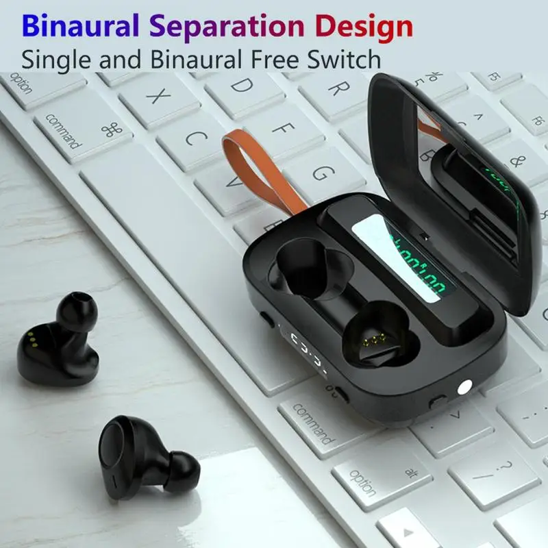 

TWS 5.0 Bluetooth Headset Digital Display Waterproof Bass Noise-cancelling with Flashlight Lighting Function