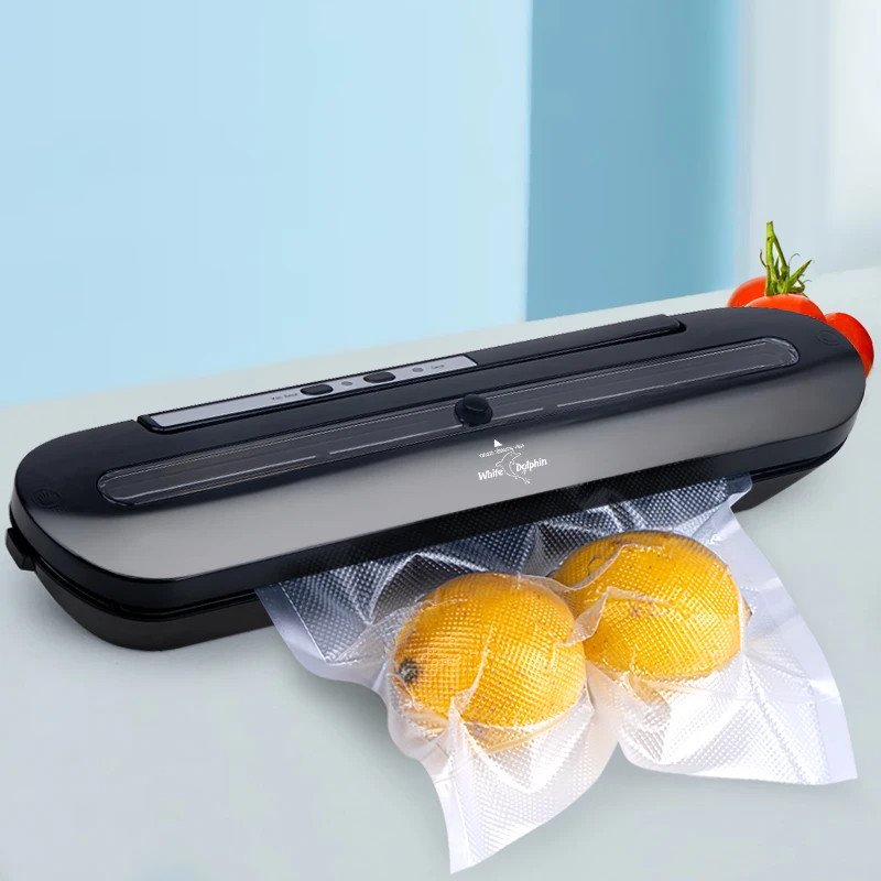 White Dolphin Kitchen Storage Food Vacuum Sealer Packaging Machine With 10pcs Vacuum Bags Free 220V 110V Best Vacuum Food Sealer