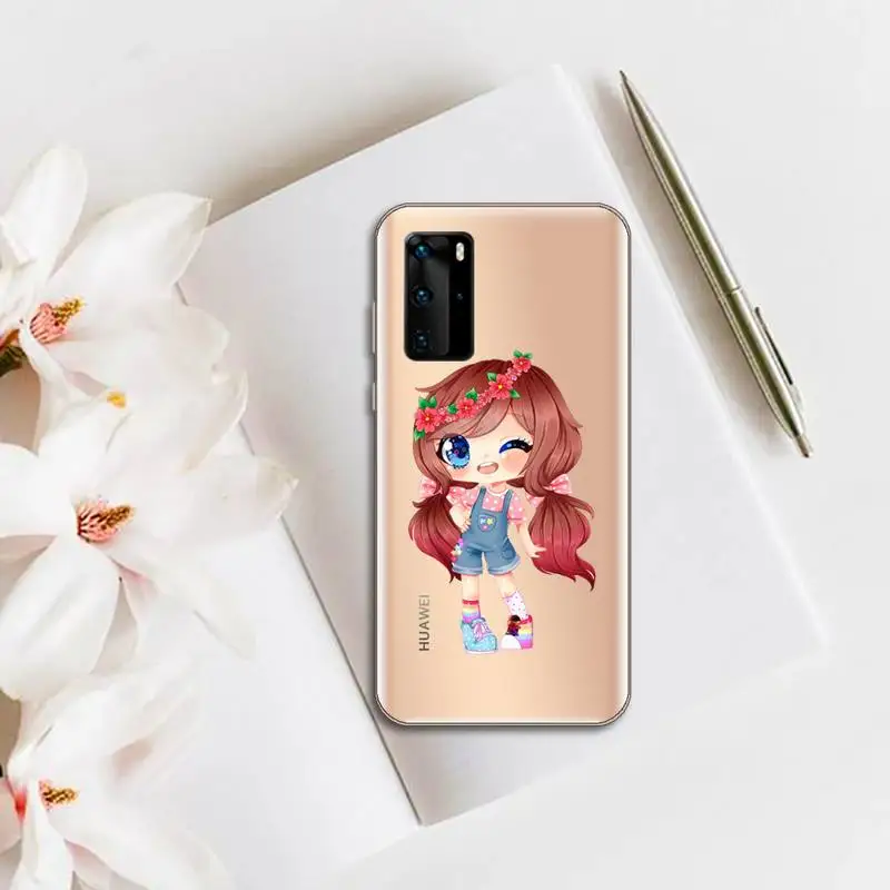 

Cartoon cute girl Phone Case Transparent for huawei honor P 40 30 20 lite Pro 10 i 8 9 x p smart 2019