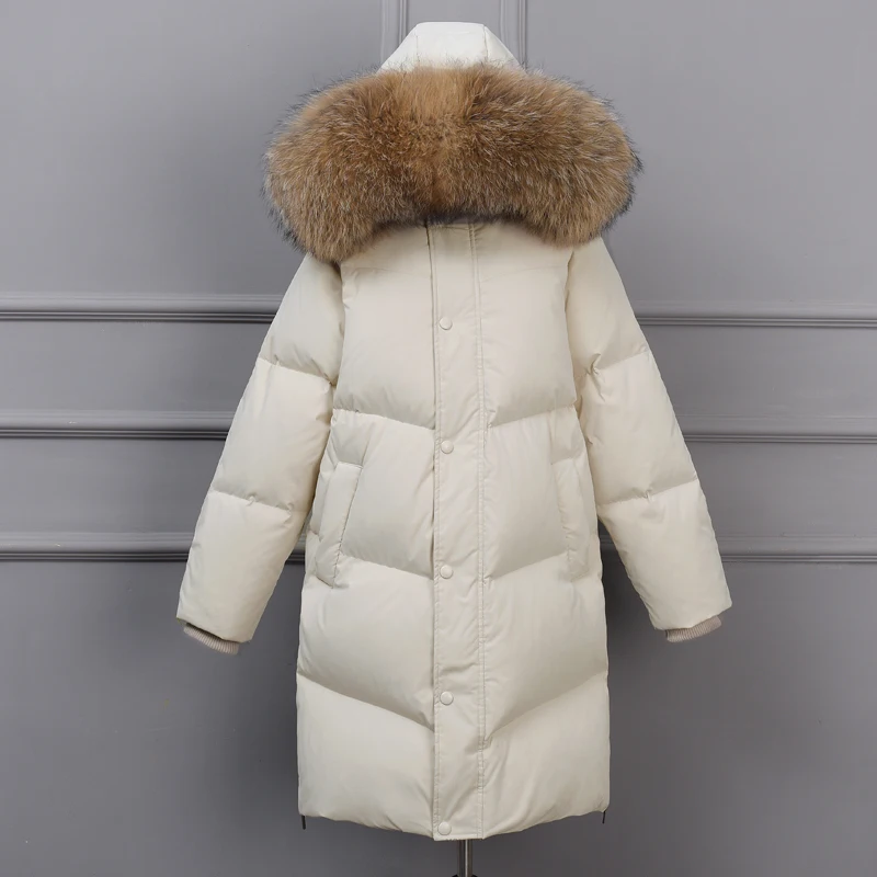 AYUSNUE 2020 женский зимний пуховик длинный с капюшоном 90% белый утиный пух женское