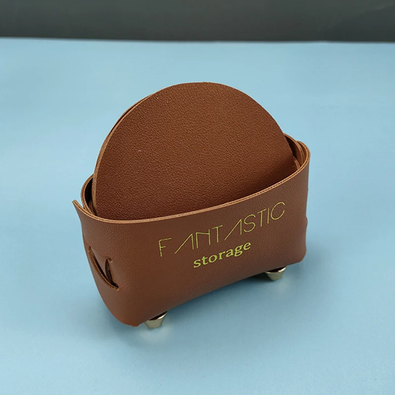 

PU Coasters Drink Coasters with Holder Round Coasters Set Housewarming Gift For Home Kitchen