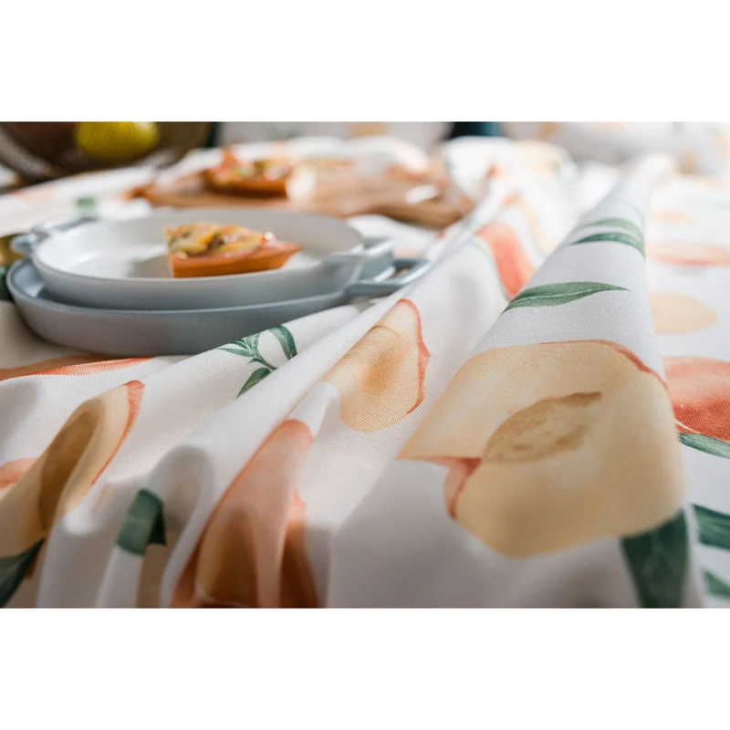 Waterproof Tablecloth Rectangular Fruit Yellow Peach Table Cloth Home Furniture Cover Pillowcase Set Holiday Decor | Дом и сад