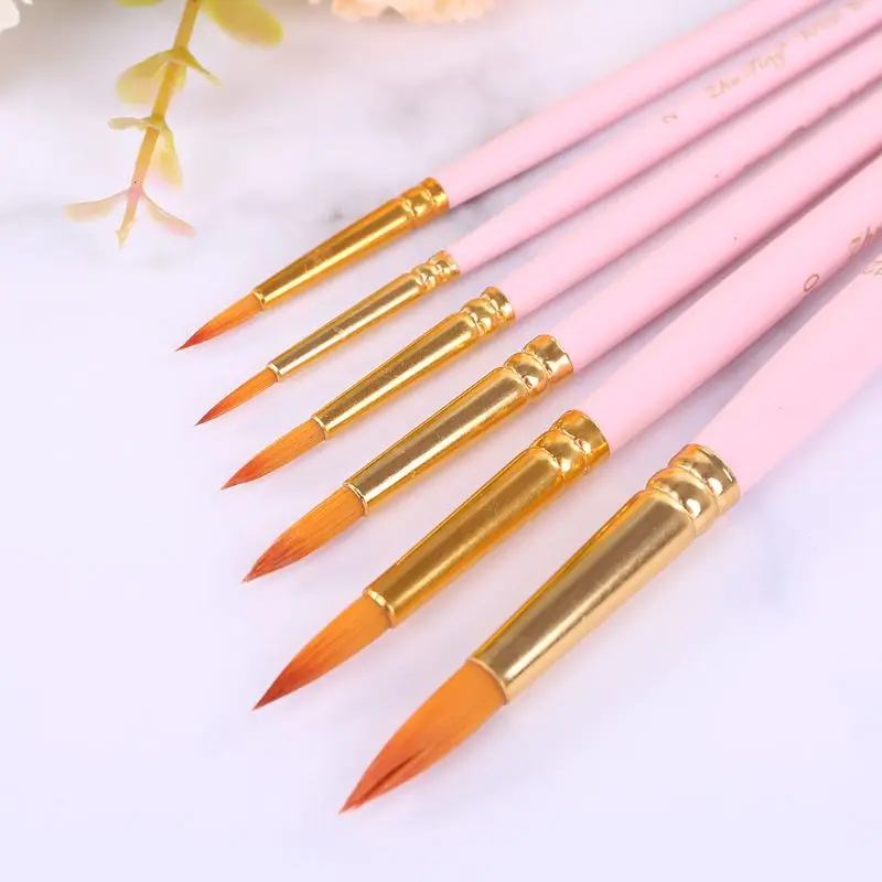 

6pcs Professional Spike Painting Brushes Nylon Hair Watercolor Gouache Paint Brush Fine Tip Artistic Tool