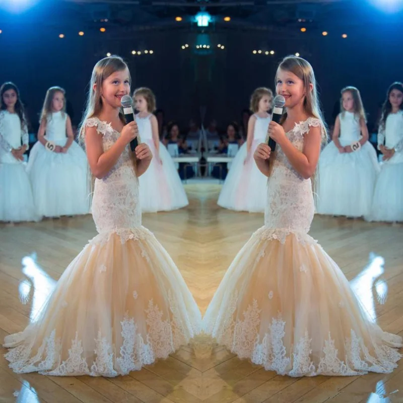 Торжественное платье с цветочным узором для девочек Детское праздничное свадьбы