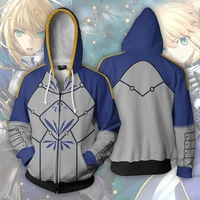 hot anime game fgo fate stay night sweatshirts hoodies saber zipper jacket sweater coats hoodie cosplay costume sweatshirt