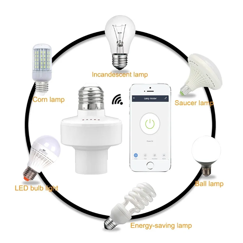 Tuya Wi-Fi + RF433 умный светильник лампы адаптер держатель базы приложение Smart Life