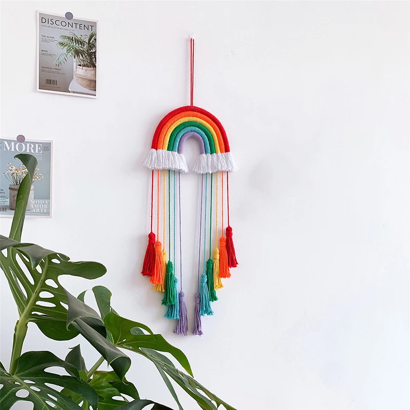 

Rainbow Tassel Ornaments Colorful Rope Woven Wall Art Hanging Accessories For Bedroom Party Supplies TS1