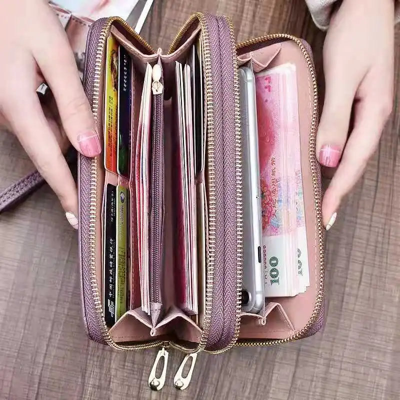 

Women's wallet fashion Ladies mobile phone bag long printing new clutch bag star Double zipper hand strap bag Multiple color 697