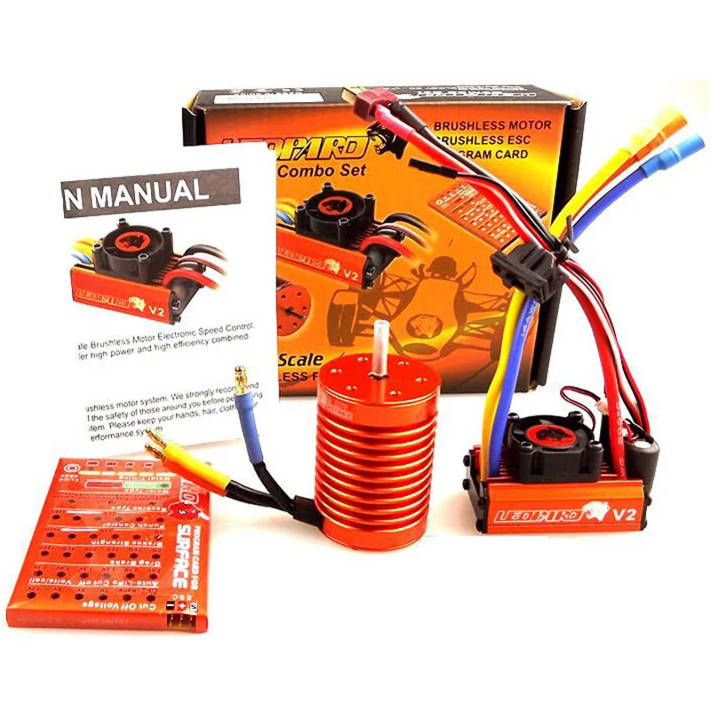 Skyrc Leopard Combo Set Brushless Motor+60A ESC+Program Gard 1/10 Scale Power System 9/10/12/13T 4370/3930/3300/3000KV | Игрушки и хобби