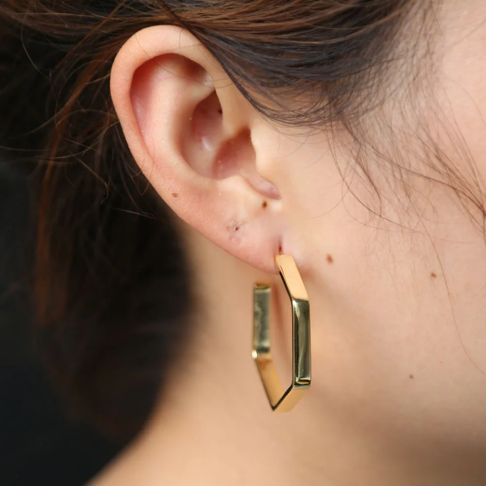 Серьги-кольца с шестигранной головкой 35 мм 100% Стерлинговое Серебро 925 пробы