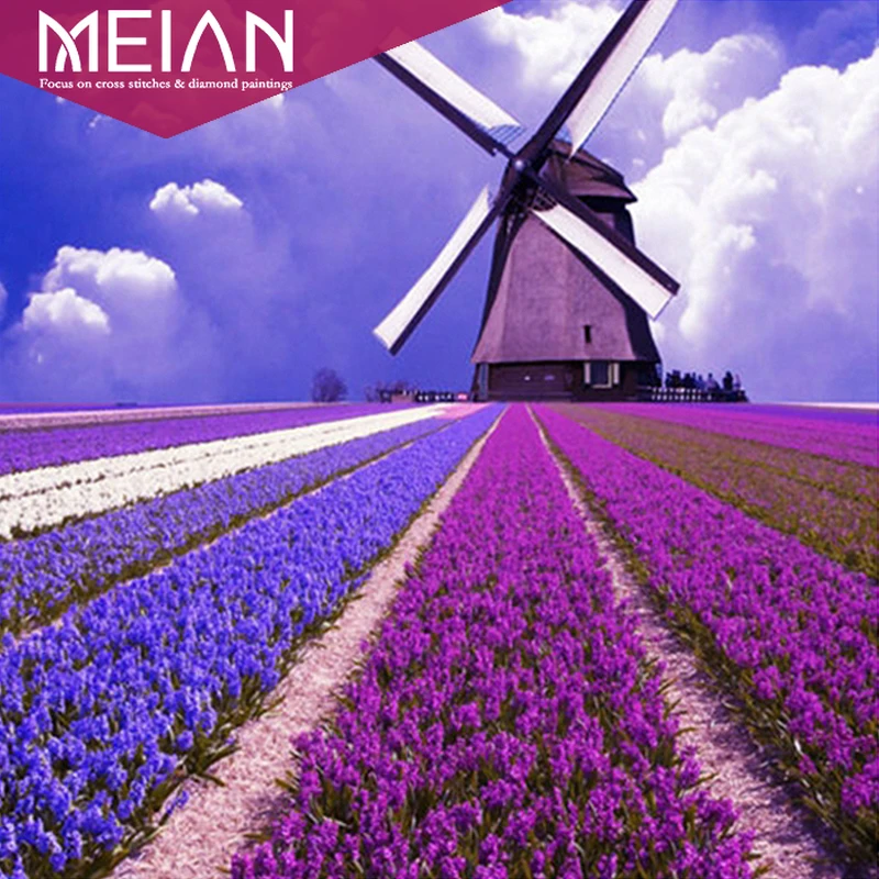Набор для вышивки крестиком MEIAN Flower набор 5D алмазной крестом Полный Круглый