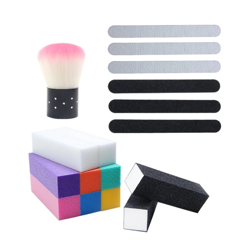 17 шт./компл. пилки для дизайна ногтей щетка очистки пыли буферная губка блок