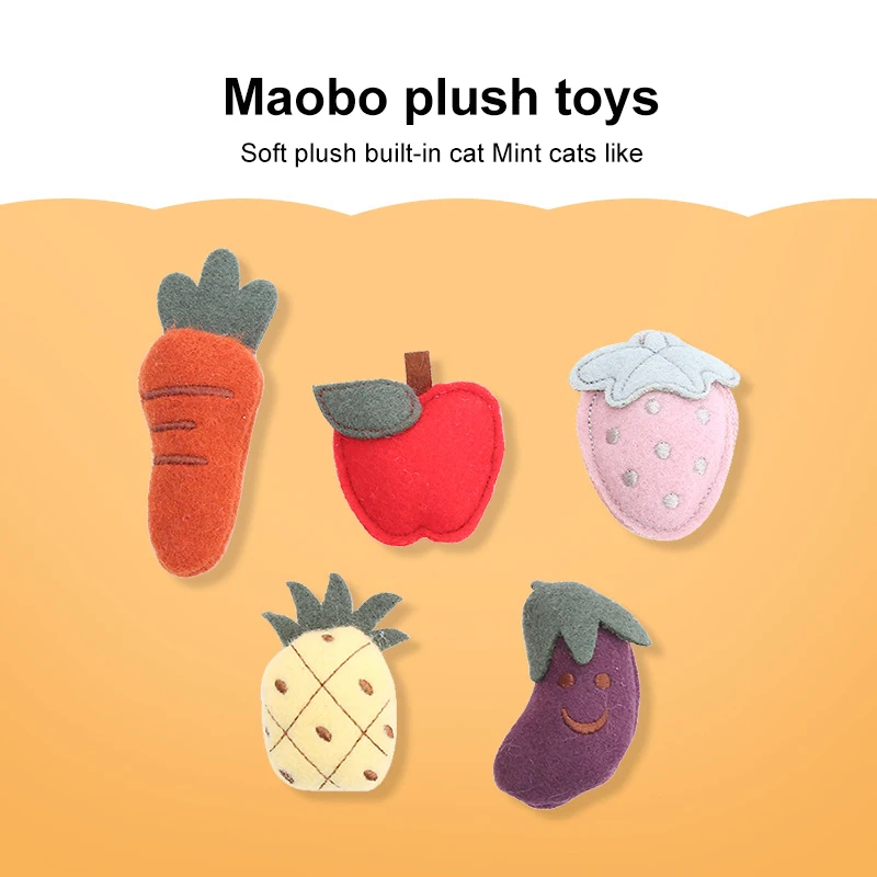 

Pet Cat Toy Soft Plush Felt Fruit Vegetable Series Many Styles Cute Bite Resistant For Pet Supplies Garden Home Accessories