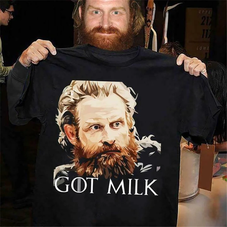 Футболка с молоком и норкой в стиле Giant'S Игра престолов черная Хлопковая