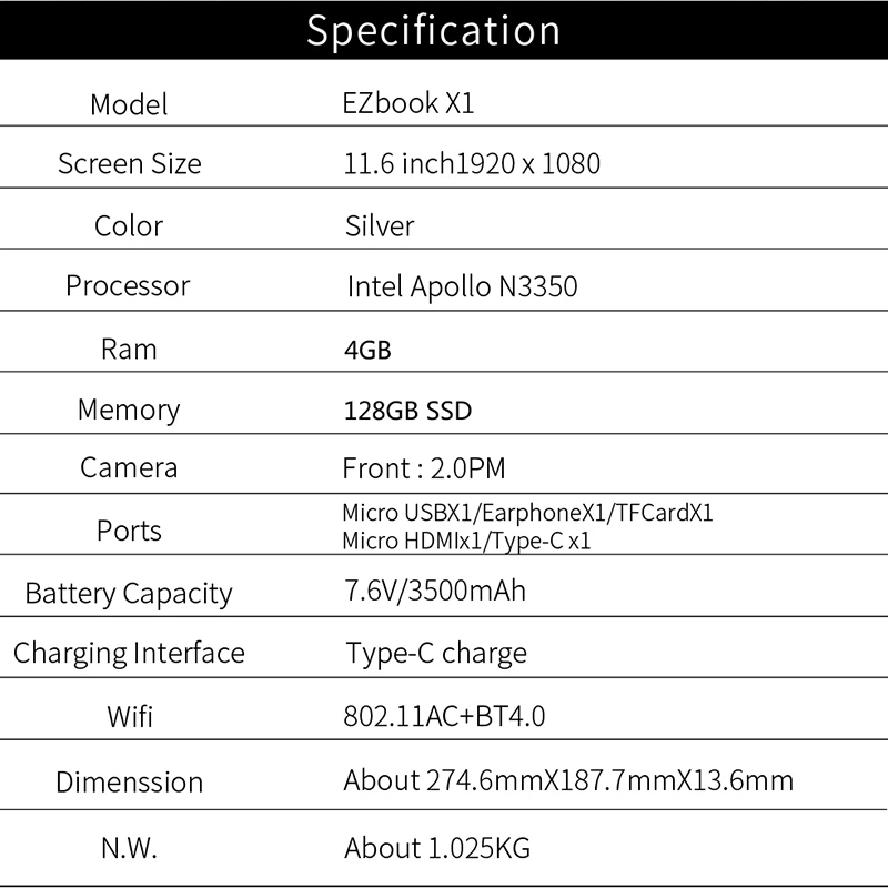 Jumper Ezbook X1 ноутбук 11,6 дюймов Fhd Ips сенсорный экран 360 градусов вращающийся ультрабук 4 Гб+ 128 ГБ 2,4 г/5 ГГц Wifi ноутбук