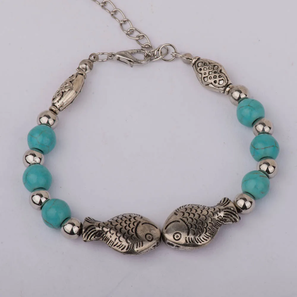 Женский браслет в богемном стиле с синим камнем регулируемое Цветочное сердце