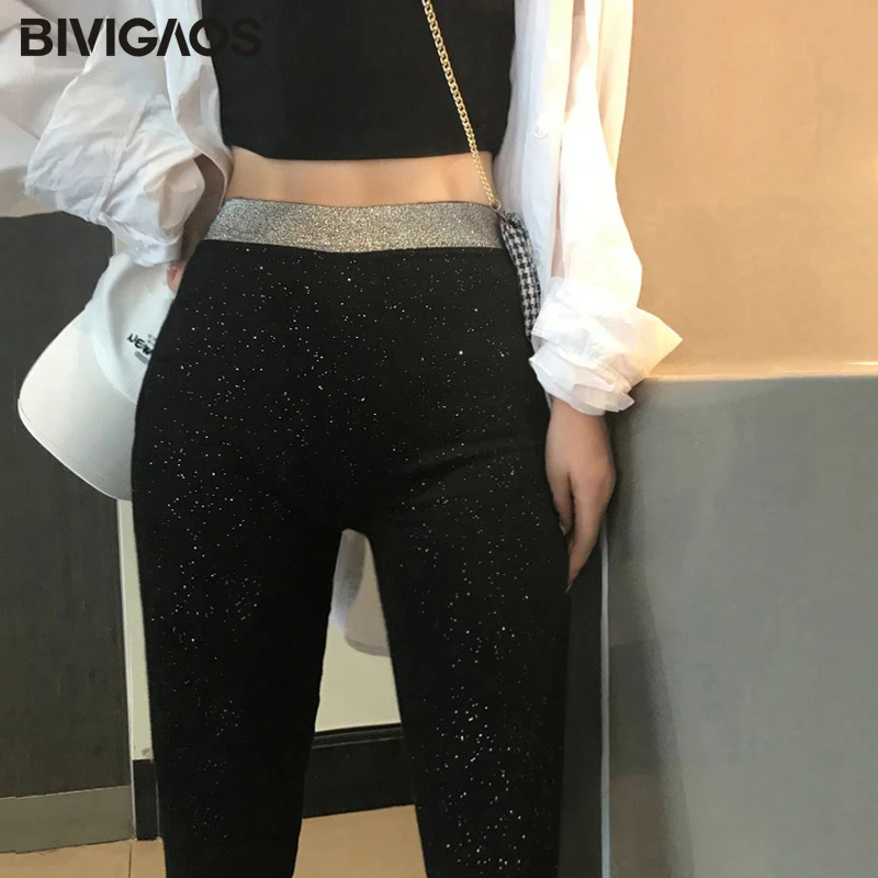 BIVIGAOS 2020 новые корейские яркие шелковые хлопковые леггинсы женские с высокой