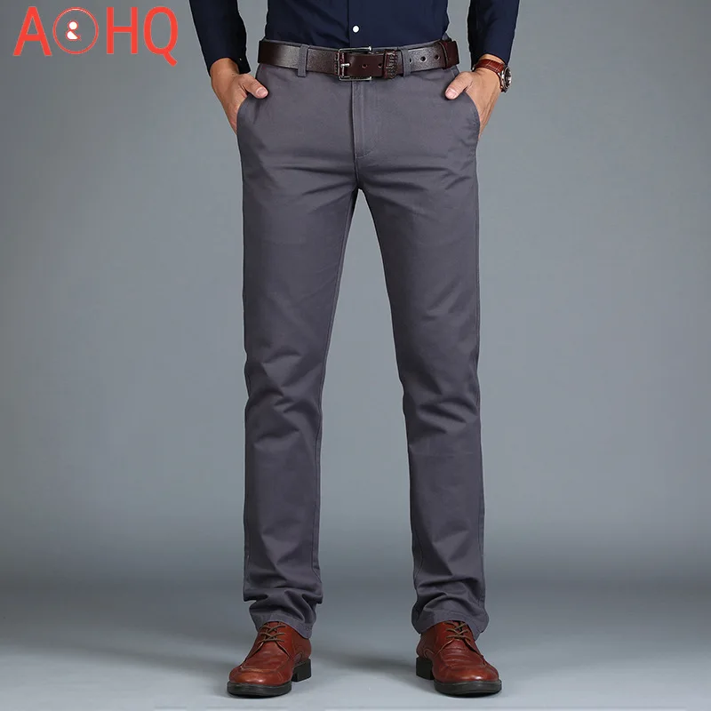 

Брюки мужские хлопковые прямые, простые повседневные прямые деловые штаны, хаки, болотный цвет, большие размеры 42, 2021