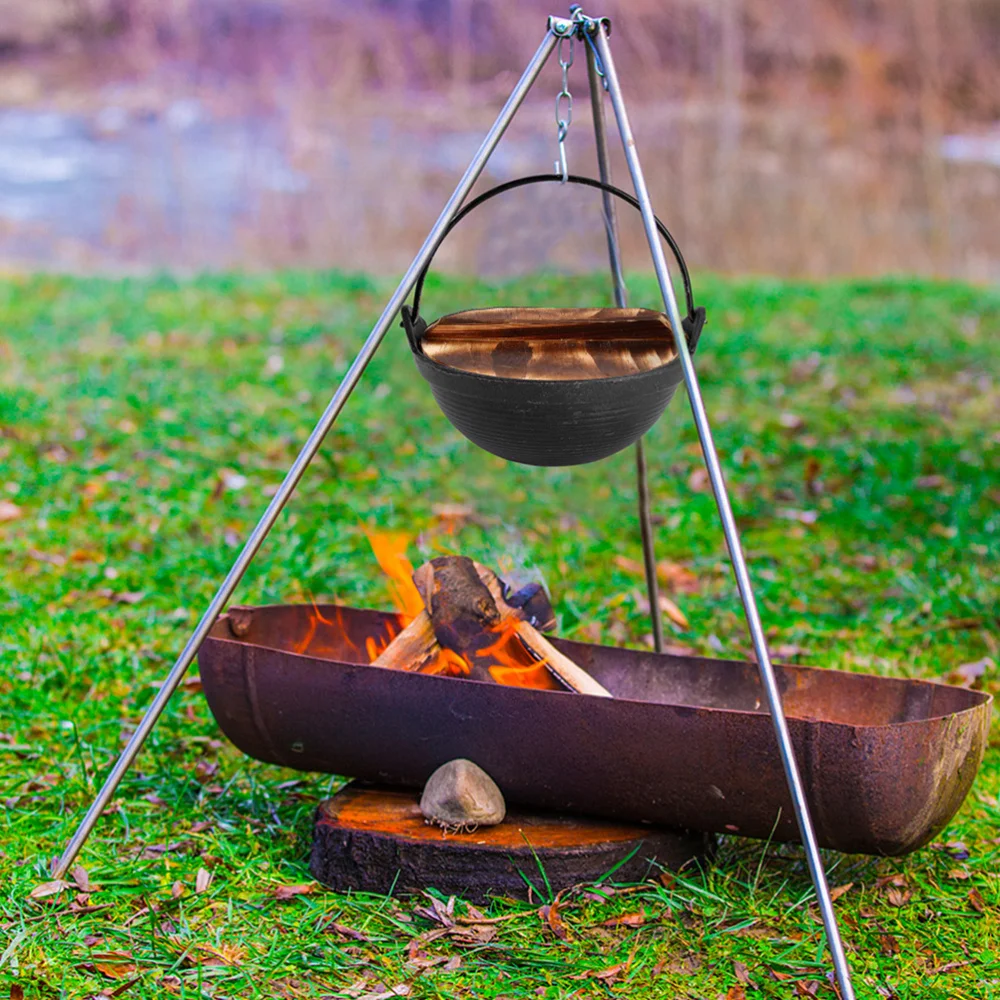 

1 Set Iron Soup Pot Outdoor Hanging Stewpan Home Non-stick Cooking Boiler