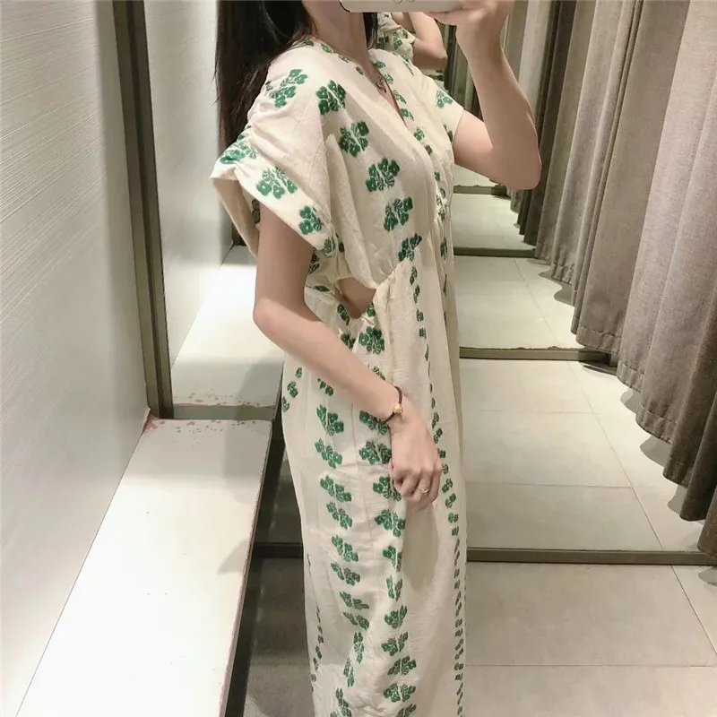 Траф Летнее белое платье с цветочным рисунком женское длинное женские платья