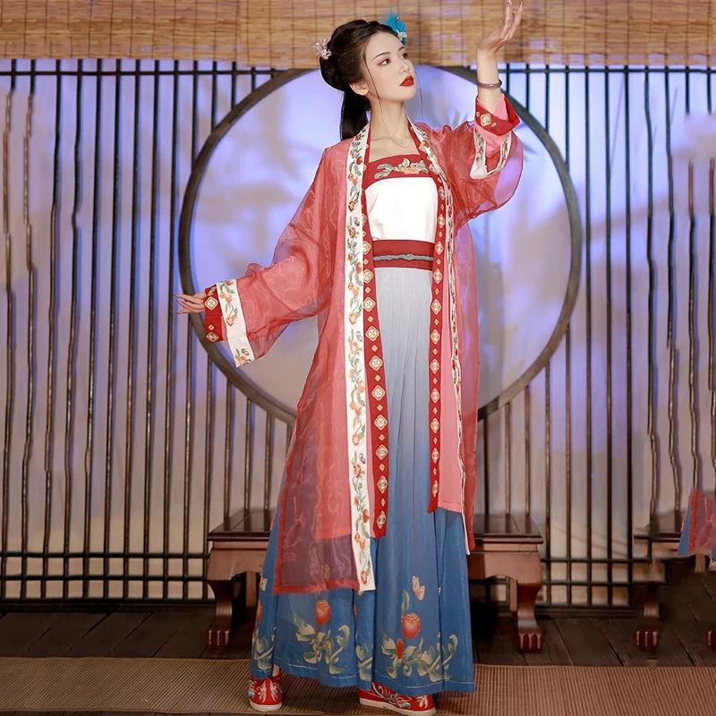 

2021 китайский национальный костюм народного танца, Женская традиционная одежда ханьфу, Женская сценическая одежда, Династия ханьцев, коспле...