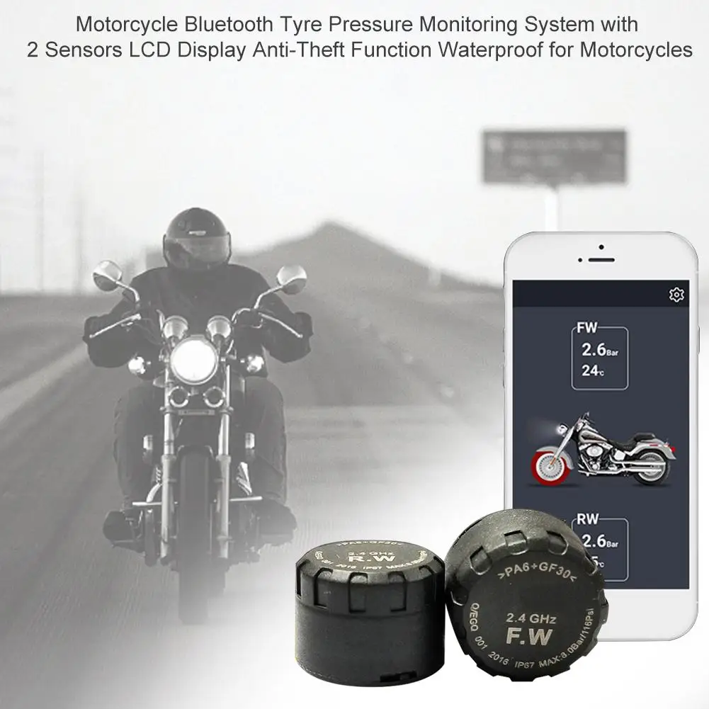 2 шт. Автомобильный датчик давления в шинах TPMS для мотоцикла система контроля давления в шинах ЖК-дисплей Водонепроницаемый для мотоциклов