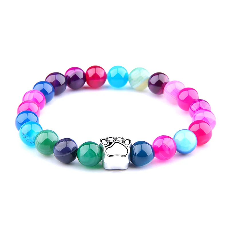 7 цветов натуральный круглый браслет из агатов и бисера для женщин серебряный