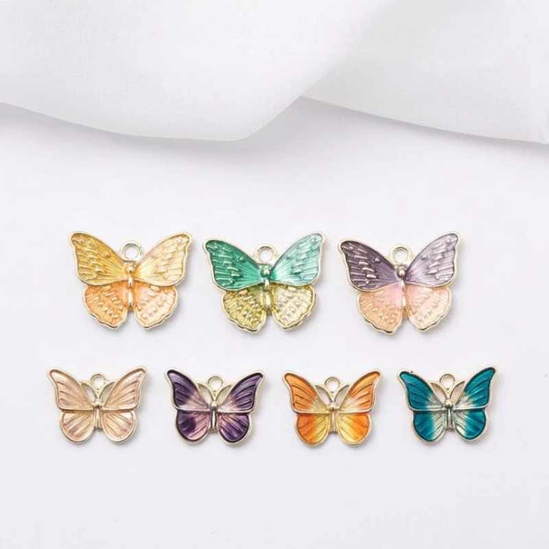 

2PCS Zinc Alloy Enamel Charms Mini Cute Butterfly Charms Pendant For DIY Handmade Earrings Jewelry Making Accessories