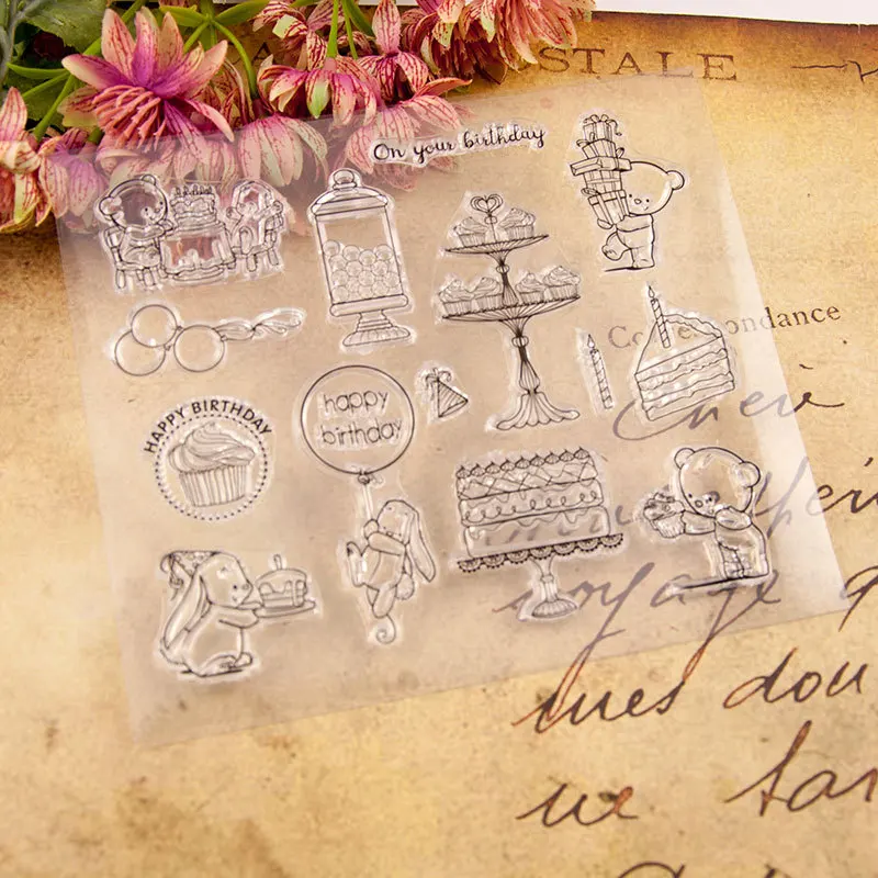

Cute Bear Clear Stamps Scrapbook Paper Craft Rubber Stamp Handmade DIY Decoration Craft Supplies Stamps for Card Making New 2021