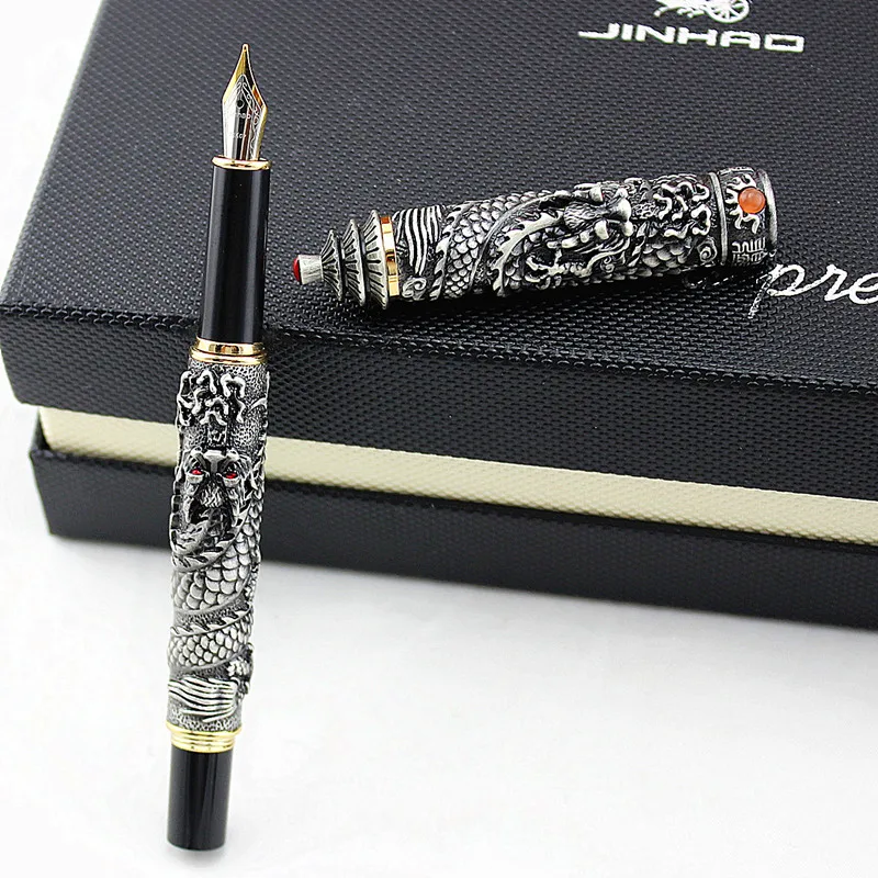 JinHao ювелирное изделие с двойным драконом роскошная перьевая ручка винтажная