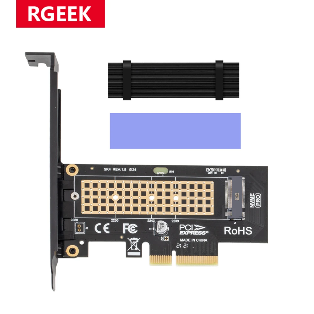 RGEEK M.2 NVMe SSD NGFF TO PCIE X4 adapter M Key interface card Suppor PCI Express 3.0 x4 2230-2280 Size m.2 FULL SPEED good | Компьютеры
