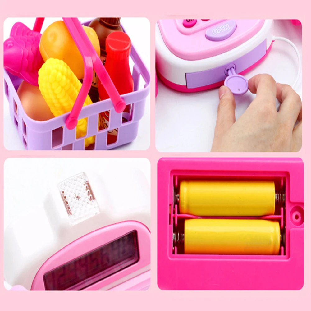 Симулятор рынка кассового аппарата набор еды звуковой светильник дети ролевые