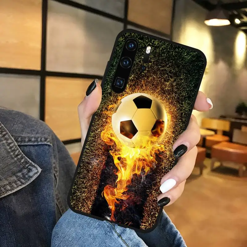 

Fire Football Soccer ball Phone Case For Huawei honor Mate P 9 10 20 30 40 Pro 10i 7 8 a x Lite nova 5t