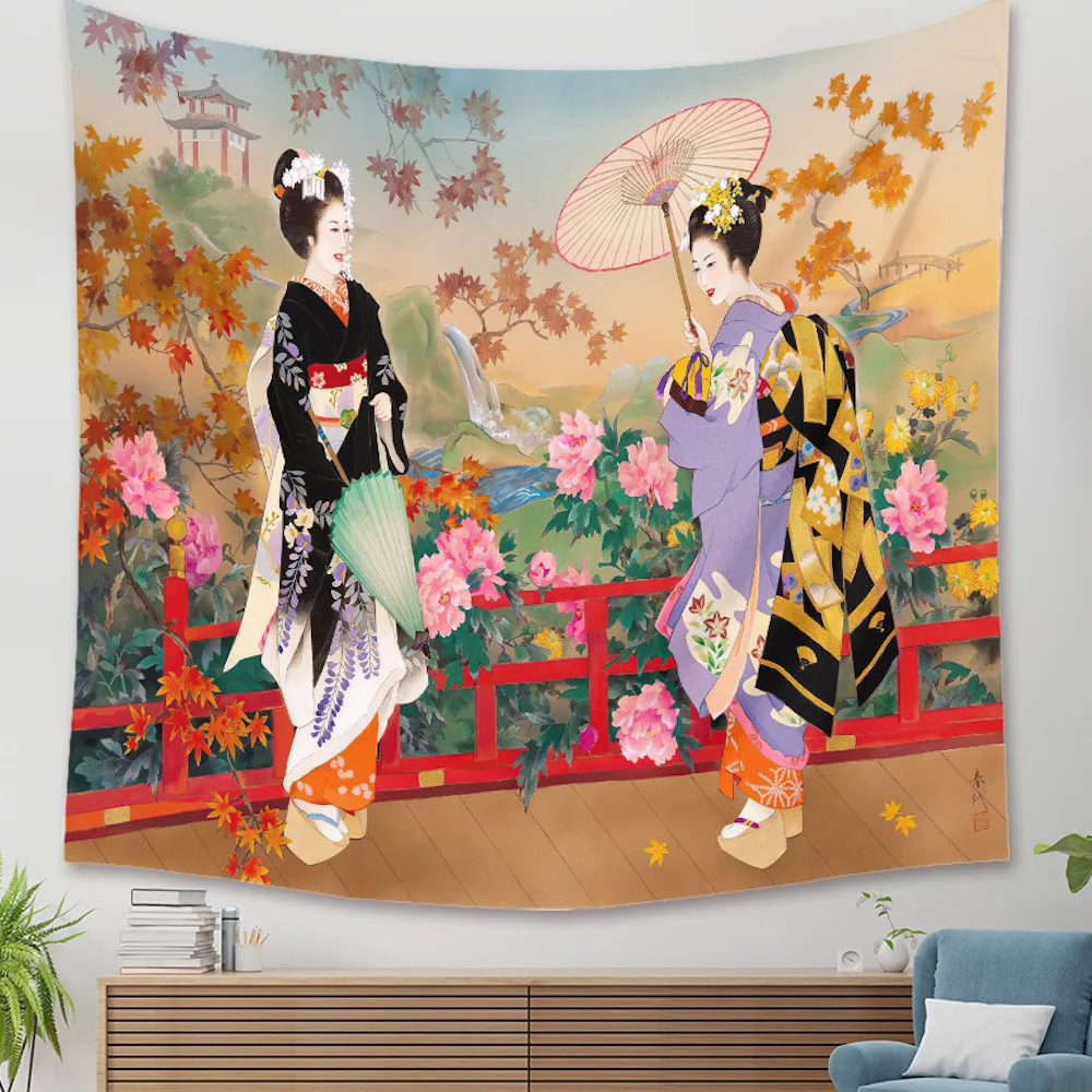 

Japanese Geisha Traditional Costume Tapestry Wall Hanging Home Decor Japanese-Style Women Home Decoration Tapestry Wall Fabric