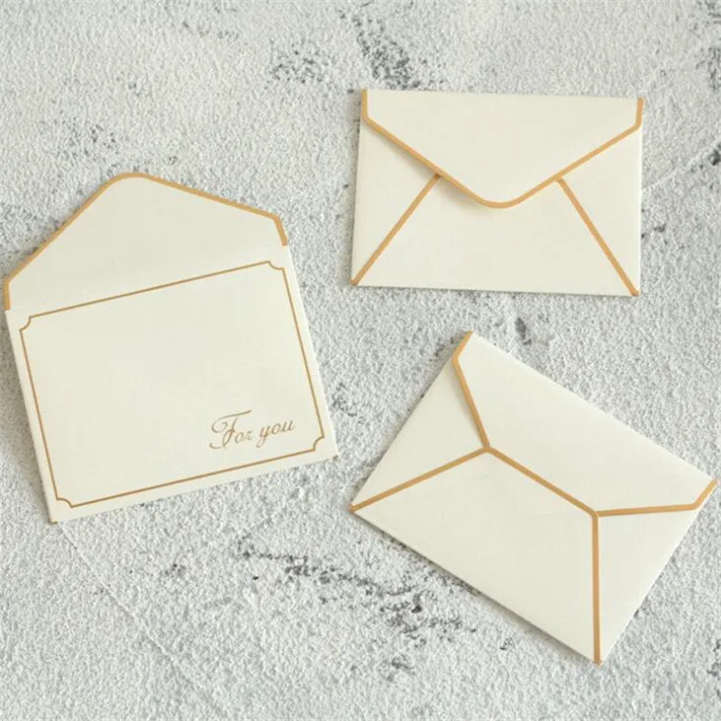 Small envelope 10pcs Creative Bronzing Greeting Card Wedding Valentine's Day Flower Message Blessing Card Birthday Party Decor Thank You Card - Цвет: Small envelope
