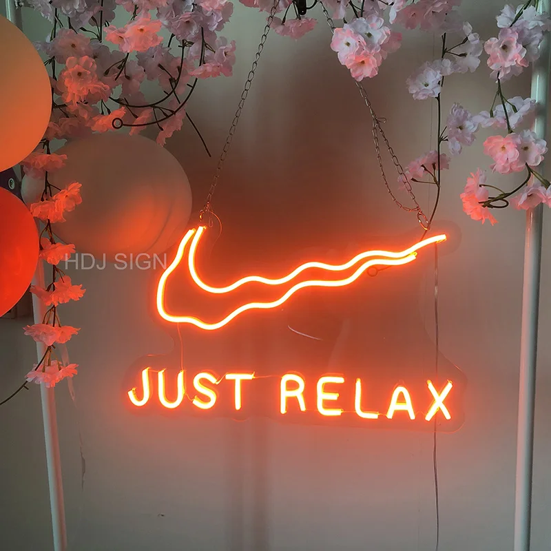 Неоновая светодиодная вывеска Just Relax с логотипом на заказ для спальни бара