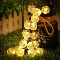 led solar string light crystal ball fairy lights outdoor solar power light for christmas party outdoor garlands wedding lights