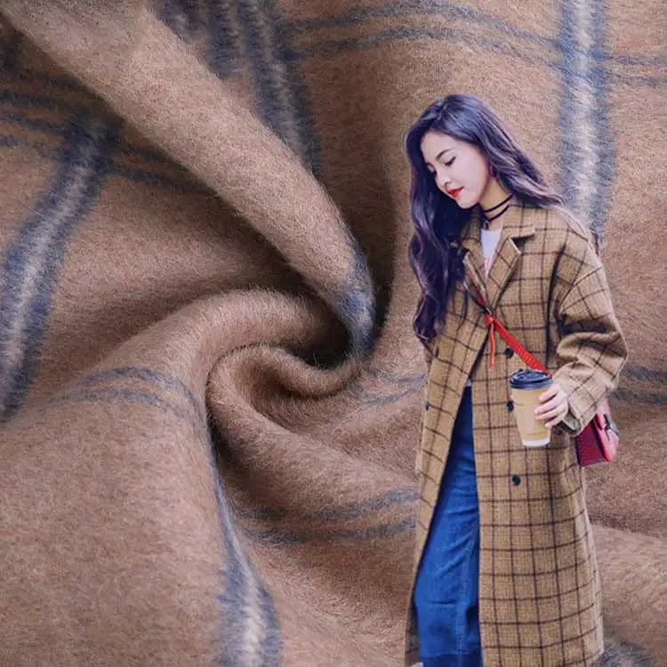 Осень и зима новый двусторонний 800 г клетчатая ткань Albaka Длинная шерстяная