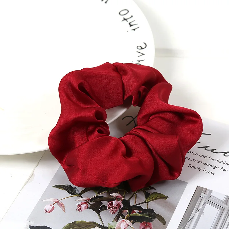 Черно красная шелковая эластичная резинка для волос атласная аксессуары