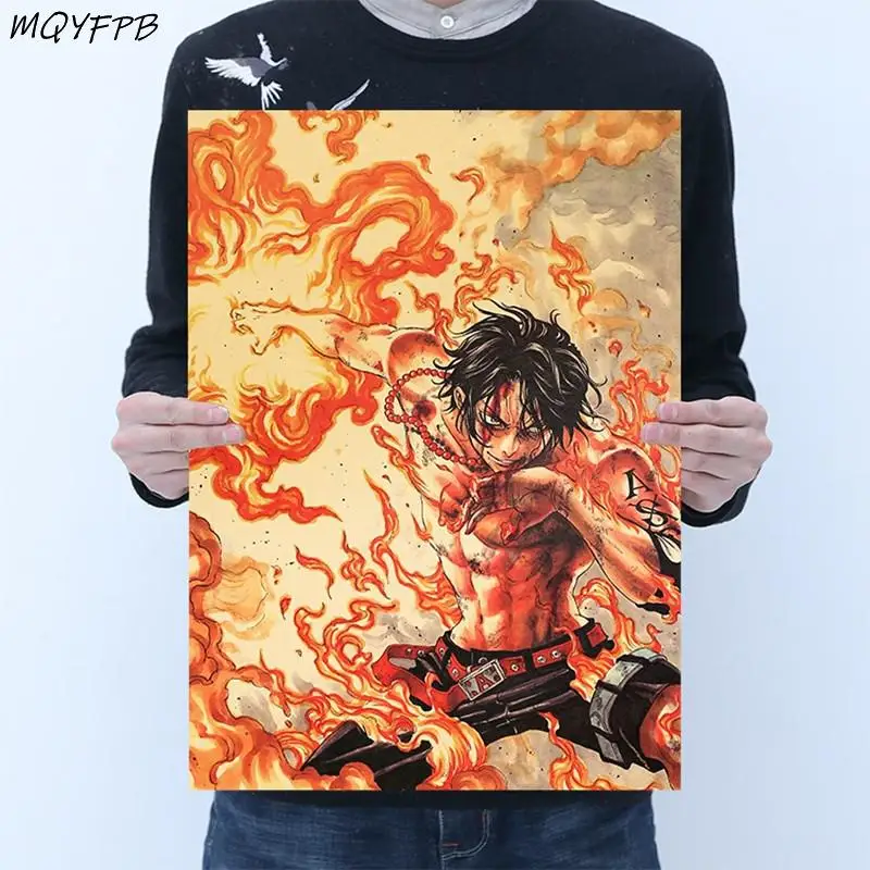 Аниме One Piece PortgasD Ace постеры из крафт-бумаги настенные наклейки декоративные