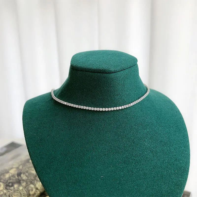 Женское теннисное ожерелье из серебра 925 пробы короткое Ювелирное Украшение на