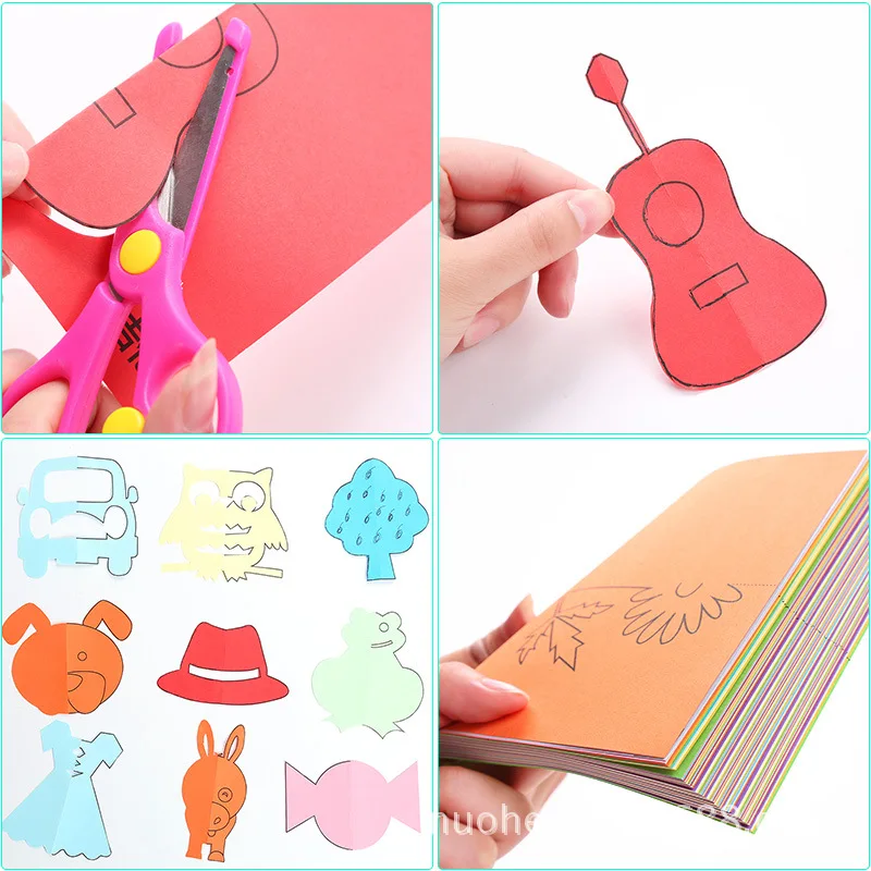

96pcs/set Kids cartoon color paper folding and cutting toys/children kingergarden art craft DIY educational toys