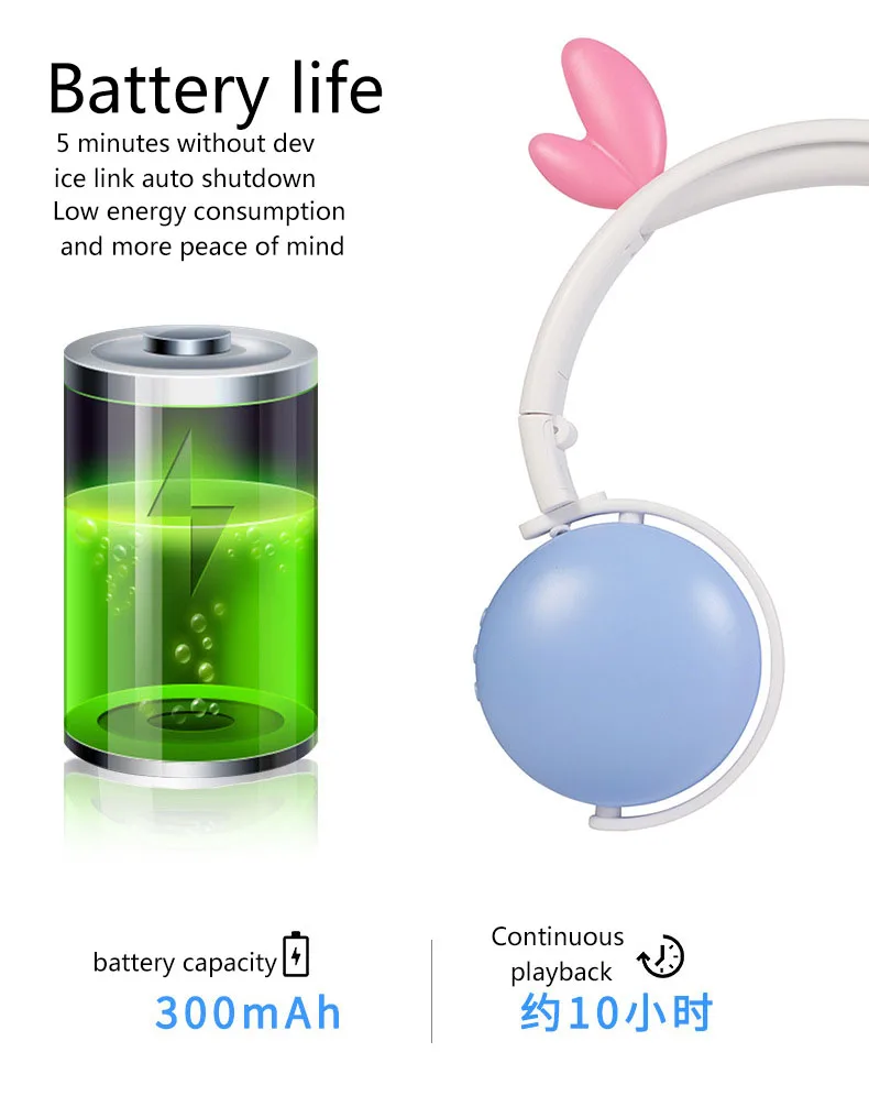 Беспроводные наушники с Bluetooth, складные наушники с кошачьими ушками, игровые наушники для ноутбука, компьютера, мобильного телефона, подарок для девочки